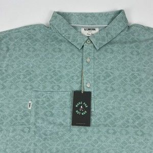 LinkSoul Green Field Print Pocket Polo Golf Shirt Men Size 2XL XXL NWT LS1209